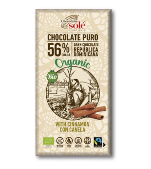 Chocolate Negro 56% Com Canela Bio 100 Grs Solé