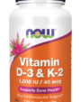 Vitamin D-3 + Vitamin K-2 (1000 U.I. / 45 Mcg) 120 Cápsulas Vegetais Now