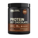 Protein Hot Chocolate 350g Optimum Nutrition -Para o crescimento e manutenção muscular -20g Proteína -Uma deliciosa bebida de chocolate quente Contém 20 gramas de proteína de alta qualidade por porção para suporte muscular. Proteína de soro de leite hidrolisada ProTherma® para uma mistura fácil com água quente.  Bebida instantânea proteica com sabor a chocolate quente com adoçantes.