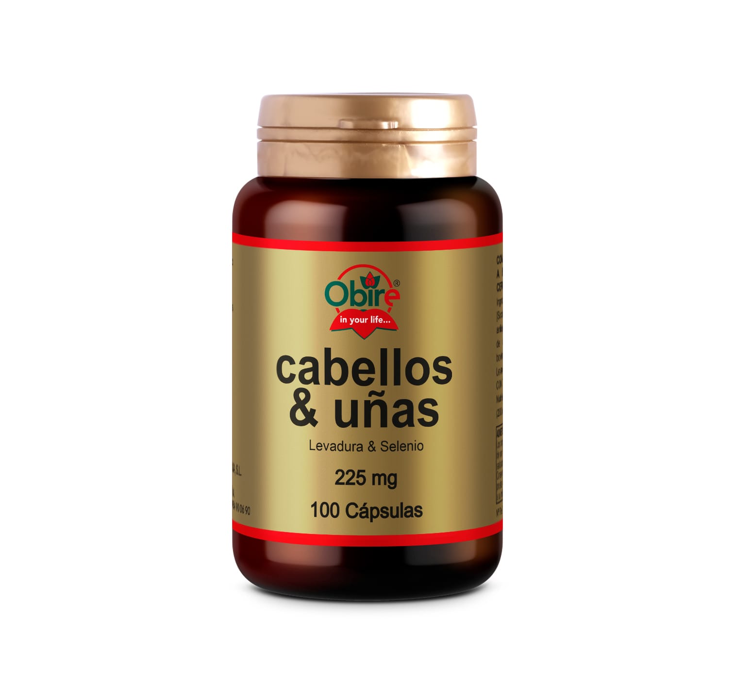 Cabelo e Unhas 225 Mg 100 Cápsulas Obire