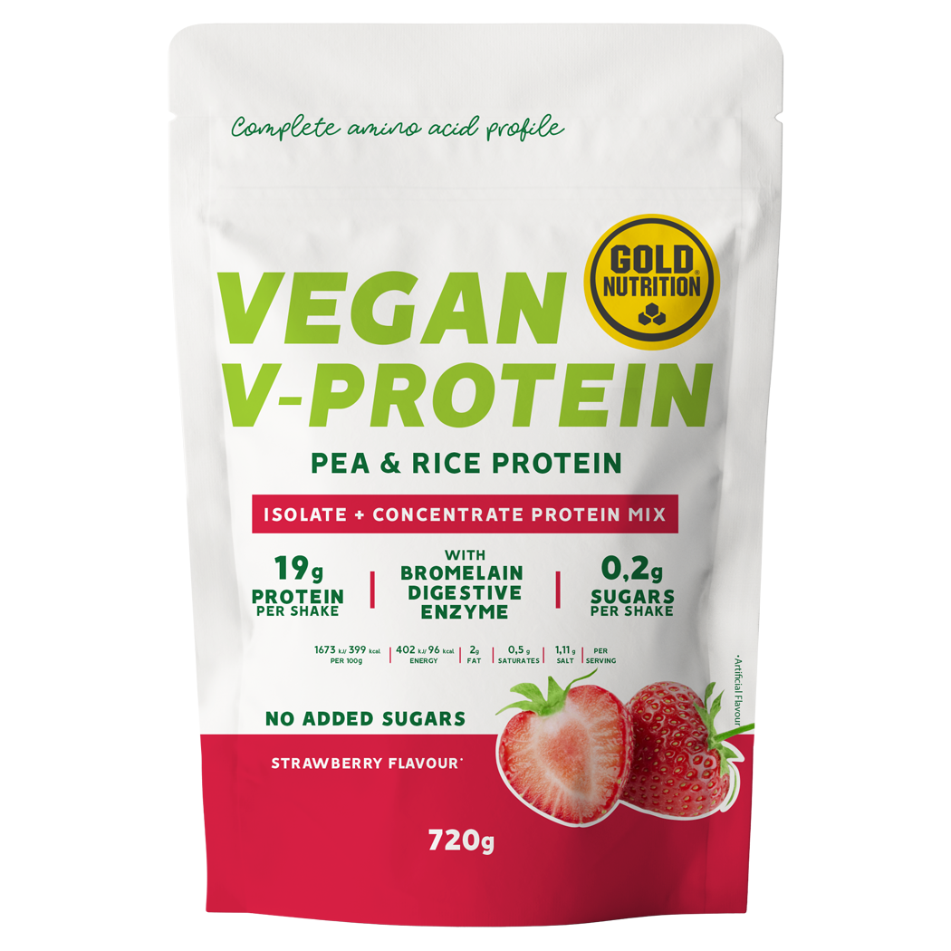 Vegan V-Protein 720g Gold Nutrition - Morango